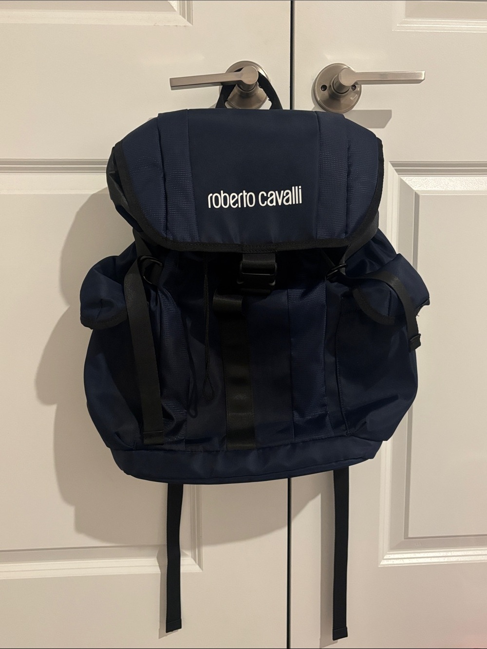Roberto Cavalli Navy and Black Men's Backpack